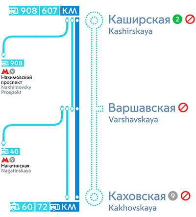 Схема линии, где будут временно закрыты станции
